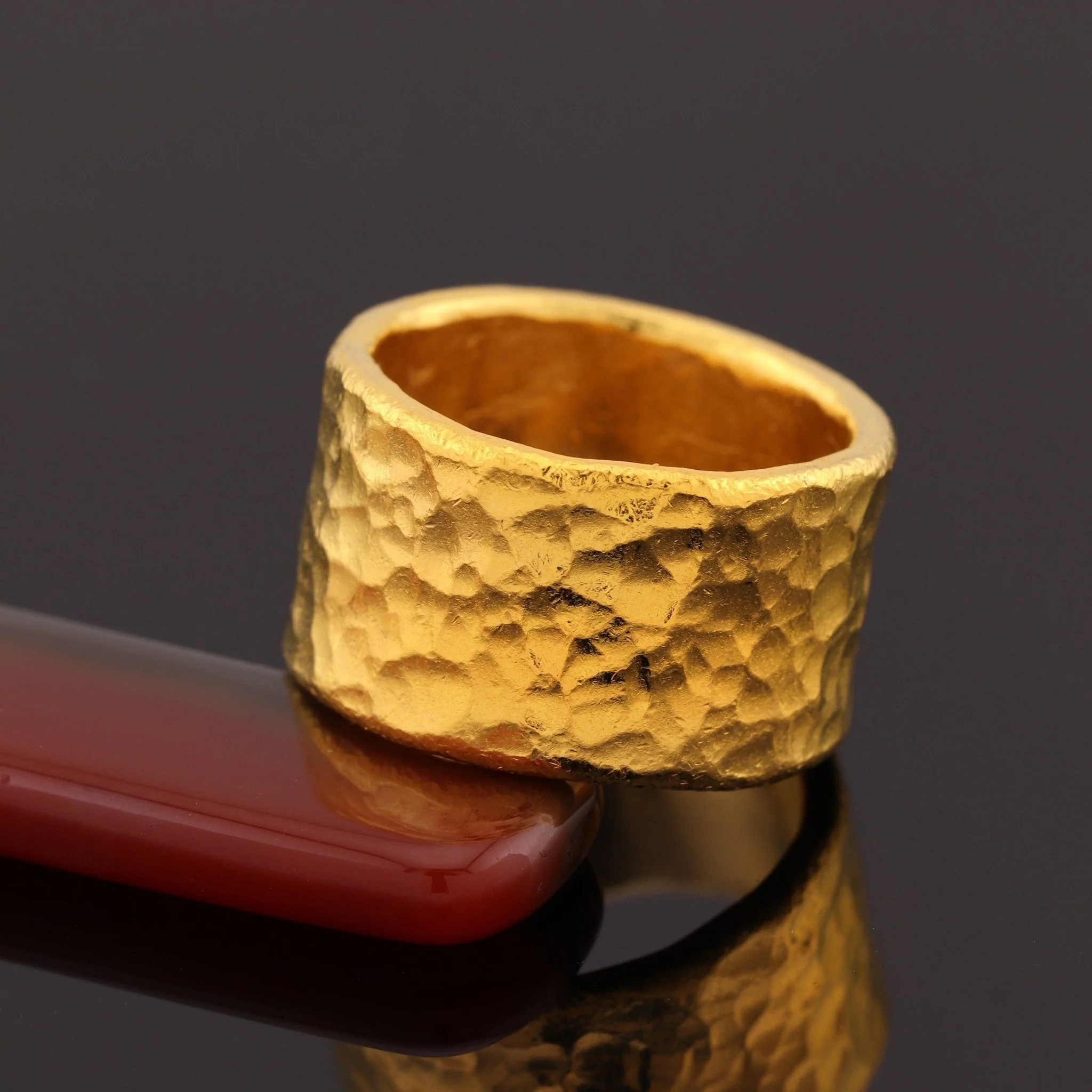 13mm 1oz Hammered Flat Band - Image 8