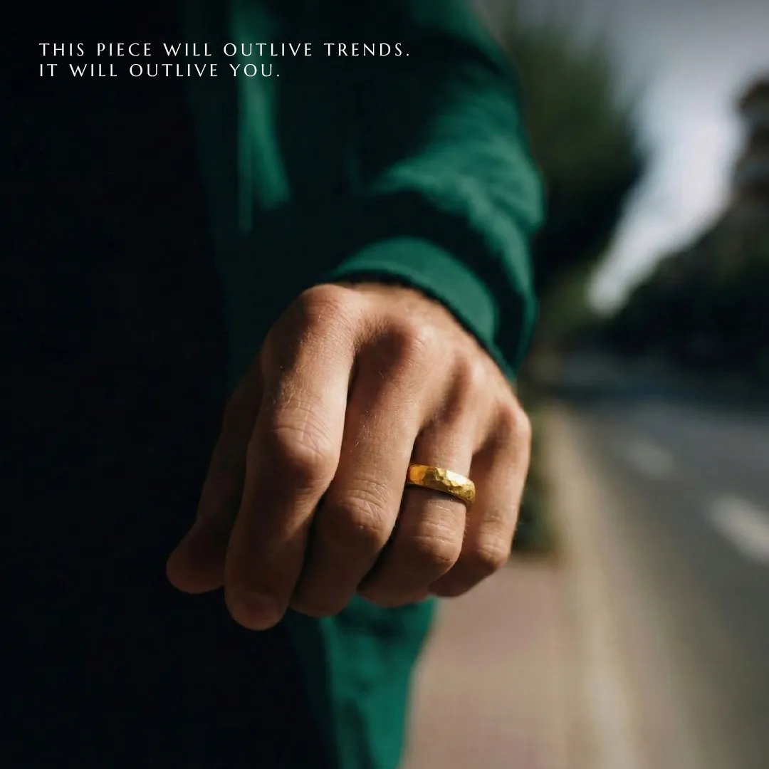 4mm Hammered Band Ring - Image 5