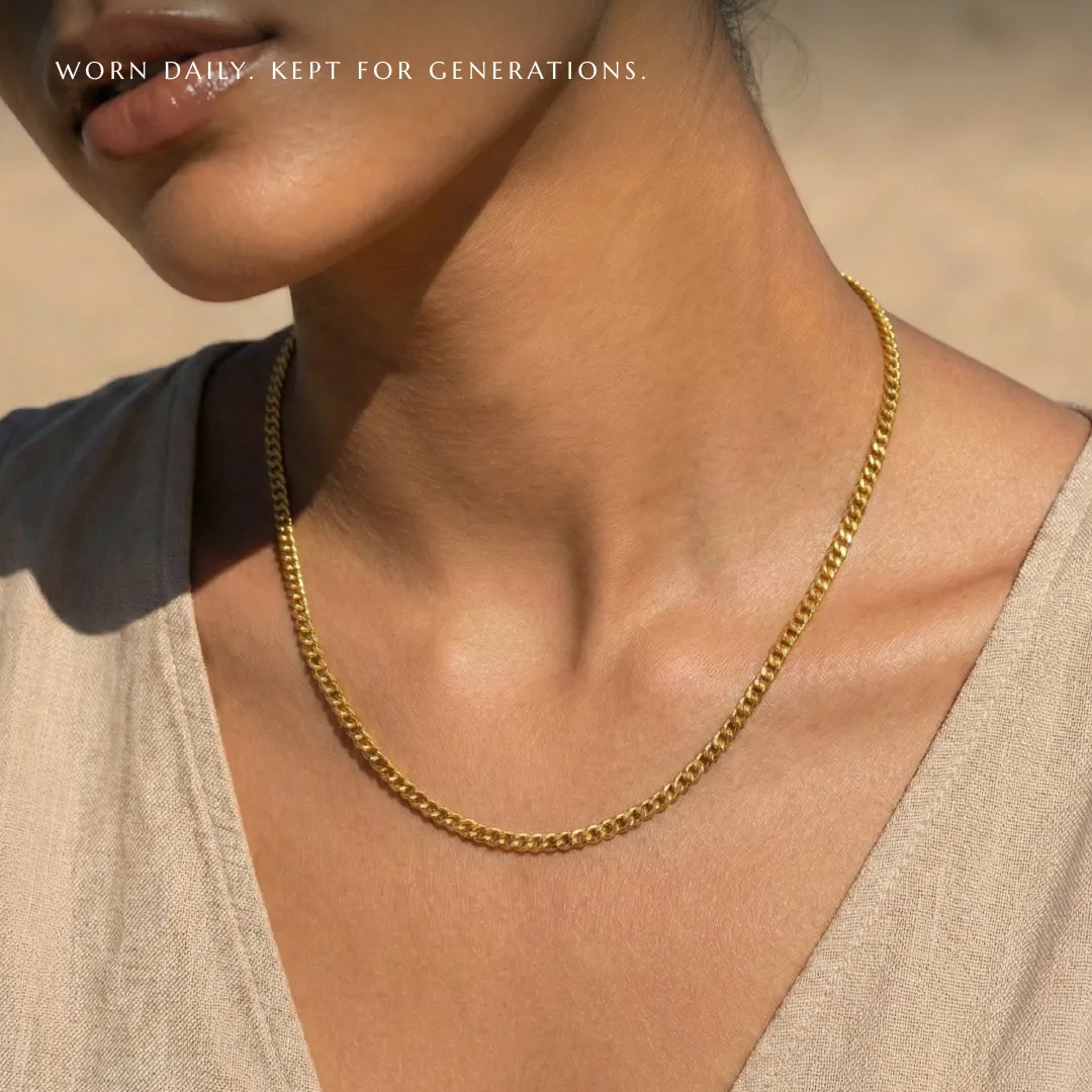 3mm Curb Chain Necklace - Image 5